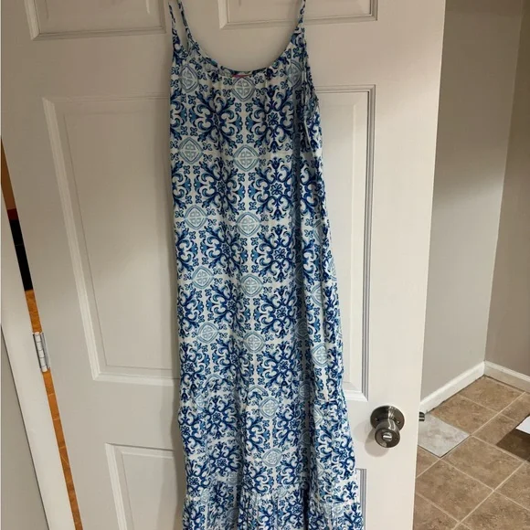 Isaac Mizrahi Blue and White Spaghetti Strap Sundress - Picture 1 of 5
